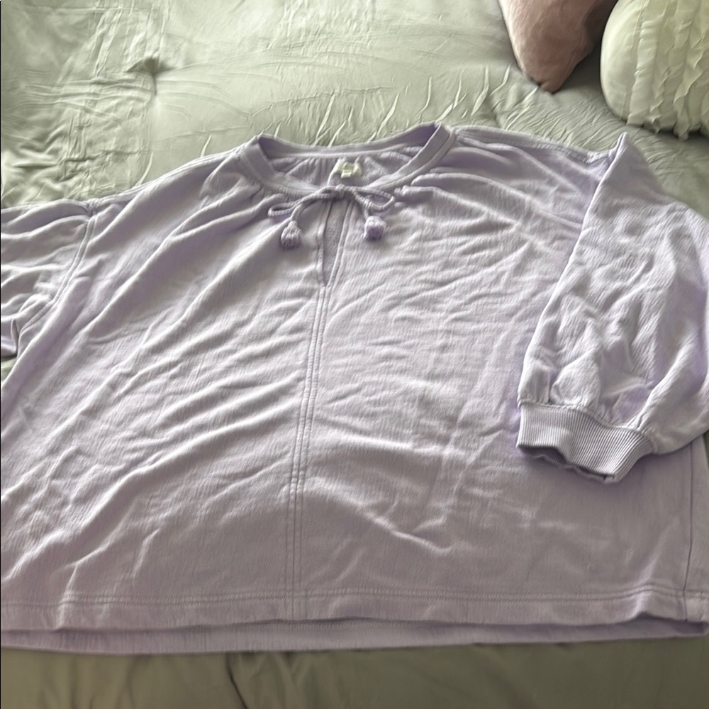 Aerie Lavender Knit Top with Drawstring